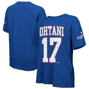 �}�W�F�X�e�B�b�N ���f�B�[�X �g�b�v�X T�V���c Women's Majestic Threadshohei Ohtani Royalos Angeles Dodgers Oversized Name & Number T-Shirt Lad Blue �u���[
