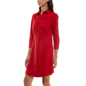jR~[ fB[X gbvX s[X Vc XG[h Women's Nicole Miller Suede Shirtdress Red bh