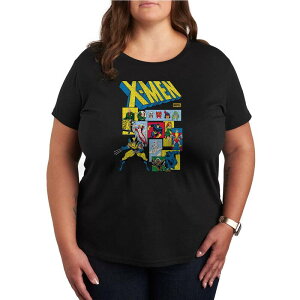 �A�j���L�����N�^�[ ���f�B�[�X �g�b�v�X T�V���c �v���X�T�C�Y �O���t�B�b�N Licensed Character Plusize Marvel X-Men Retro Comicharacters Graphic Tee Black �u���b�N