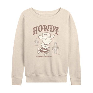 �A�j���L�����N�^�[ ���f�B�[�X �g�b�v�X T�V���c �p�C�� Licensed Character Women's Peanuts Howdy Charlie Brown French Terry Long Sleeve Tee Beige �x�[�W��