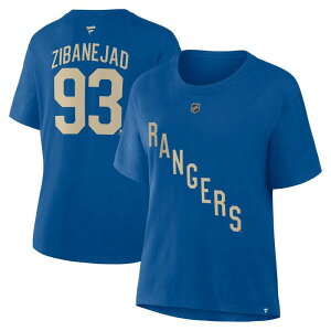 �t�@�i�e�B�N�X ���f�B�[�X �g�b�v�X T�V���c Women's Fanatics Mika Zibanejad Blue New York Rangers Authentic Stack Name & Number T-Shirt Ran Blue �u���[