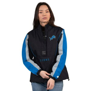 �X�^�[�^�[ ���f�B�[�X �g�b�v�X T�V���c �W���P�b�g Women'starter Black/Blue Detroit Lions Thursday Night Gridiron Half-Zip Jacket Lns Black �u���b�N