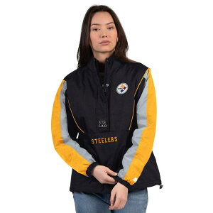 �X�^�[�^�[ ���f�B�[�X �g�b�v�X T�V���c �W���P�b�g Women'starter Black/Gold Pittsburgh Steelers Thursday Night Gridiron Half-Zip Jacket Stl Black �u���b�N