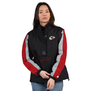 �X�^�[�^�[ ���f�B�[�X �g�b�v�X T�V���c �W���P�b�g Women'starter Black/Red Kansas City Chiefs Thursday Night Gridiron Half-Zip Jacket Chf Black �u���b�N