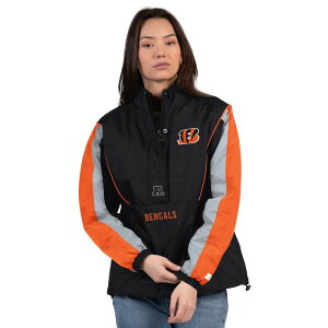 �X�^�[�^�[ ���f�B�[�X �g�b�v�X T�V���c �W���P�b�g Women'starter Black/Orange Cincinnati Bengals Thursday Night Gridiron Half-Zip Jacket Bng Black �u���b�N