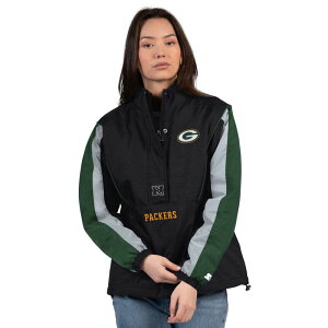 �X�^�[�^�[ ���f�B�[�X �g�b�v�X T�V���c �W���P�b�g Women'starter Black/Green Bay Packers Thursday Night Gridiron Half-Zip Jacket Pkr Black �u���b�N
