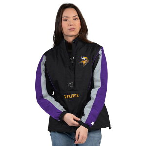 �X�^�[�^�[ ���f�B�[�X �g�b�v�X T�V���c �W���P�b�g Women'starter Black/Purple Minnesota Vikings Thursday Night Gridiron Half-Zip Jacket Mvk Black �u���b�N