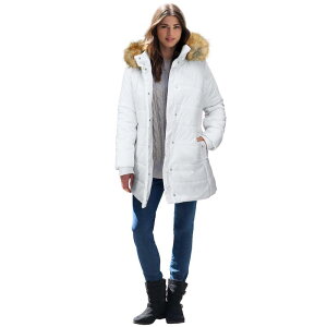 ���A�}���Y ���f�B�[�X �A�E�^�[ �W���P�b�g�E�u���]�� �v���X�T�C�Y �R�[�g Roaman's Women's Plusize Plusize Classic Length Puffer Coat White �z���C�g