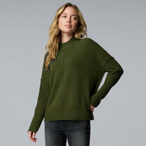 ���F���E�H�� ���f�B�[�X �A�E�^�[ �j�b�g�E�Z�[�^�[ ���b�N�l�b�N Women'simply Vera Wang Luxe Cashmere Blend Mockneck Sweater Midnight Army �A�[�~�[
