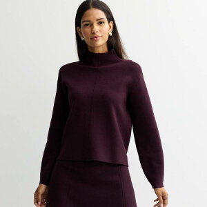 �i�C���E�F�X�g ���f�B�[�X �A�E�^�[ �j�b�g�E�Z�[�^�[ ���b�N�l�b�N Women's Nine West Mock Neck Pullover Sweater Midnight Grape �O���[�v