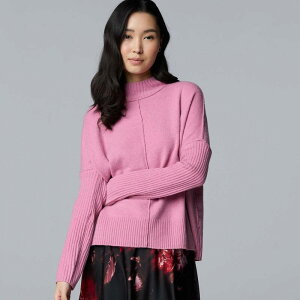 ���F���E�H�� ���f�B�[�X �A�E�^�[ �j�b�g�E�Z�[�^�[ ���b�N�l�b�N �v�` Petite Simply Vera Wang Luxe Cashmere Blend Mockneck Sweater Must Mauve
