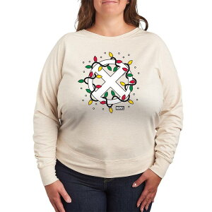 �A�j���L�����N�^�[ ���f�B�[�X �g�b�v�X T�V���c �v���X�T�C�Y �p�C�� ���S Licensed Character Plusize Marvel X-Men Logo Christmas Lights French Terry Long Sleeve Tee Beige �x�[�W��