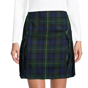 �����Y�G���h ���f�B�[�X �{�g���X�J�[�g Women's Lands' End Plaid Side Pleat Skort Plaid Hunter Navy �l�C�r�[