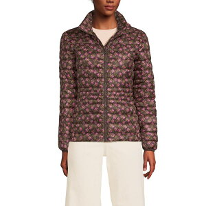 �����Y�G���h ���f�B�[�X �A�E�^�[ �W���P�b�g�E�u���]�� �_�E�� Women's Lands' End Packable Down Jacket Coffee Ikat Floral �R�[�q�[
