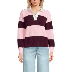 �����Y�G���h ���f�B�[�X �A�E�^�[ �j�b�g�E�Z�[�^�[ Women's Lands' Endrifter Woven Collarugby Sweater Burgundy Pink Rugby �o�[�K���f�B
