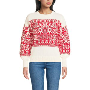 YGh fB[X AE^[ jbgEZ[^[ N[lbN [X W[W[ Women's Lands' Endrifter Placed Jacquard Jersey Crew Neck Sweater Ornament Red bh