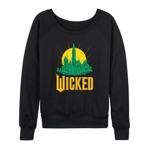 �A�j���L�����N�^�[ ���f�B�[�X �g�b�v�X T�V���c �p�C�� Licensed Character Women's Wicked For Good French Terry Long Sleeve Tee Black �u���b�N