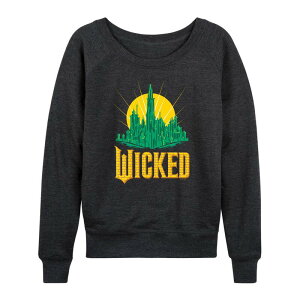 �A�j���L�����N�^�[ ���f�B�[�X �g�b�v�X T�V���c �p�C�� Licensed Character Women's Wicked For Good French Terry Long Sleeve Tee Heather Charcoal �`���R�[��