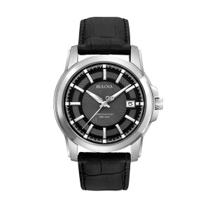 �u���o �����Y �A�N�Z�T���[ �r���v ���U�[ Bulova Men's Precisionist Langford Leather Watch - 96B158 Silver �V���o�[