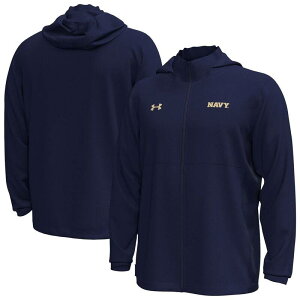 A_[A[}[ Y AE^[ WPbgEu] p[J[ Men's Under Armour Navy Midshipmen Rival Stretch Woven Full-Zip Hoodie Jacket Nvy Navy lCr[