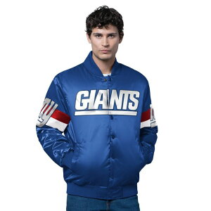 �X�^�[�^�[ �����Y �A�E�^�[ �W���P�b�g�E�u���]�� ���B���e�[�W �T�e�� ���S Men'starteroyal New York Giants Triple Option Satin Varsity Vintage Logo Full-Snap Jacket Gia Blue �u���[