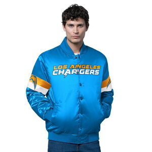 �X�^�[�^�[ �����Y �A�E�^�[ �W���P�b�g�E�u���]�� �T�e�� Men'starter Powder Blue Los Angeles Chargers Triple Option Satin Varsity Full-Snap Jacket Chg Light �u���[