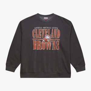 �~�b�`�F��&�l�X �����Y �g�b�v�X T�V���c ���B���e�[�W �X�E�F�b�g �_�E�� ���S Men's Mitchell & Ness Black Cleveland Browns Downtown Crew Vintage Logo Sweatshirt Brn Black �u���b�N