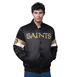 �X�^�[�^�[ �����Y �A�E�^�[ �W���P�b�g�E�u���]�� �T�e�� Men'starter Black New Orleansaints Triple Option Satin Varsity Full-Snap Jacket Snt Black �u���b�N