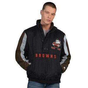 �X�^�[�^�[ �����Y �g�b�v�X T�V���c ���B���e�[�W ���S �W���P�b�g Men'starter Black Cleveland Browns Thursday Night Gridiron Vintage Logo Half-Zip Jacket Brn Black �u���b�N