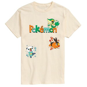 �A�j���L�����N�^�[ �����Y �g�b�v�X T�V���c �O���t�B�b�N Licensed Character Men's Pokmon Gen 5 Starters Graphic Tee Cream �N���[��