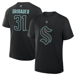 �t�@�i�e�B�N�X �����Y �g�b�v�X T�V���c Men's Fanatics Philipp Grubauer Black Seattle Kraken Authentic Stack Name & Number T-Shirt Krk Black �u���b�N
