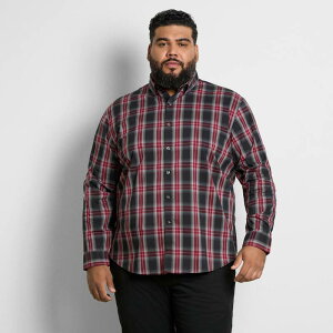 ���@���n�E�Z�� �����Y �g�b�v�X T�V���c �g�[�� Big & Tall Van Heusen Everyday Defense Plaid Shirt Black �u���b�N