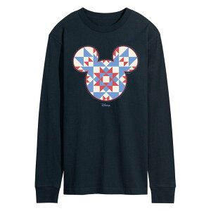 �A�j���L�����N�^�[ �����Y �g�b�v�X T�V���c �O���t�B�b�N Licensed Character Men's Disney's Minnie Mouse Quilt Pattern Ears Long Sleeve Graphic Tee Navy �l�C�r�[