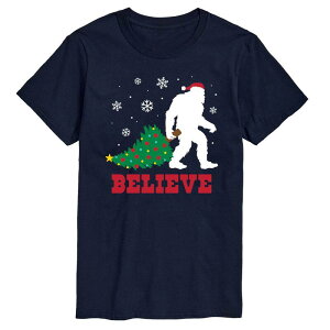 �A�j���L�����N�^�[ �����Y �g�b�v�X T�V���c �g�[�� �O���t�B�b�N Licensed Character Big & Tall Sasquatch Believe Christmas Tree Graphic Tee Navy �l�C�r�[