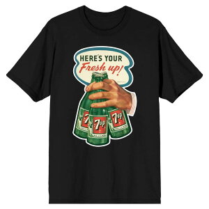 �A�j���L�����N�^�[ �����Y �g�b�v�X T�V���c �O���t�B�b�N LICENSED CHARACTER Men's 7UP Here's Your Fresh Up! Graphic Tee Black �u���b�N