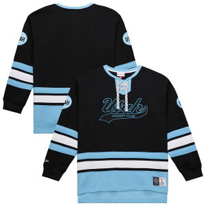�~�b�`�F��&�l�X �����Y �g�b�v�X T�V���c �X�E�F�b�g ���[�X Men's Mitchell & Ness Black Utahockey Club Heritage Lace-Upullover Sweatshirt Utm Black �u���b�N