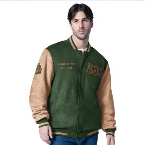 �J�[�� �o���N�X �����Y �A�E�^�[ �W���P�b�g�E�u���]�� �X�G�[�h Men's G-III Sports by Carl Banks Olive Boston Celtics Infielder Faux Suede Full-Zip Varsity Jacket Cel Multi �}���`�J���[