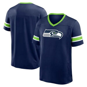 �t�@�i�e�B�N�X �����Y �g�b�v�X T�V���c V�l�b�N Men's Fanatics College Navy Seattle Seahawks Hometown Premium Hashmark V-Neck T-Shirt Sea Multi �}���`�J���[