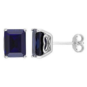 yz Xe O[X fB[X sAXECO ANZT[ Stella Grace Sterling Silver & Gemstone Stud Earrings Created Blue Sapphire
