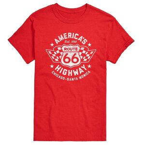 �A�j���L�����N�^�[ �����Y �g�b�v�X T�V���c �g�[�� �O���t�B�b�N Licensed Character Big & Tall America's Highway Route 66 Graphic Tee Red ���b�h
