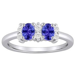 Alyson Layne fB[X ANZT[ O Alyson Layne 10k White Gold 1/6 Carat.W. Lab Grown Diamond & Oval Gemstone 2-Stone Ring Tanzanite zCg