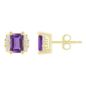 Alyson Layne fB[X ANZT[ sAXECO Alyson Layne 10k Gold 1/6 Carat.W. Lab Grown Diamond Gemstone Stud Earrings Amethyst S[h