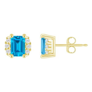 Alyson Layne fB[X ANZT[ sAXECO Alyson Layne 10k Gold 1/6 Carat.W. Lab Grown Diamond Gemstone Stud Earrings Blue Topaz u[