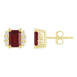 Alyson Layne ���f�B�[�X �A�N�Z�T���[ �s�A�X�E�C�������O Alyson Layne 10k Gold 1/6 Carat.W. Lab Grown Diamond Gemstone Stud Earrings Garnet �S�[���h