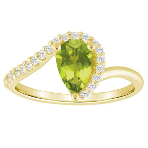 Alyson Layne ���f�B�[�X �A�N�Z�T���[ �����O Alyson Layne 10k Gold 1/6 Carat.W. Lab-Grown Diamond & Pear-Shaped Gemstone Ring Peridot �S�[���h