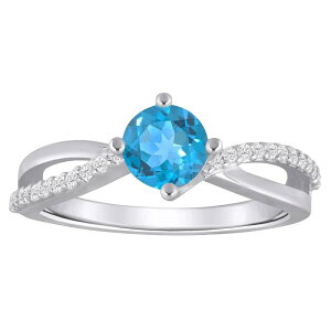 Alyson Layne ���f�B�[�X �A�N�Z�T���[ �����O Alyson Layne 10k White Gold 1/8 Carat.W. Lab-Grown Diamond & Rounded Gemstone Ring Blue Topaz �u���[