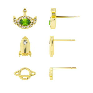 fBYj[ fB[X ANZT[ sAXECO Disney / Pixar's Toy Story 14k Gold-Plated Cubic Zirconialien Rocket & Planet Earring Set Gold Tone S[h
