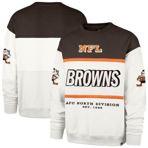 �t�H�[�e�B�Z�u���u�����h �����Y �g�b�v�X T�V���c �X�E�F�b�g �}�L�V 47 Brand Men's '47 White Cleveland Browns Throwback Breeze Maximalist Sweatshirt Brn Brown �u���E��