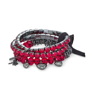 ���F���E�H�� ���f�B�[�X �A�N�Z�T���[ �u���X���b�g�E�o���O���E�A���N���b�g Simply Vera Wang 3-Piece Simulated Stone Beaded Stretch Bracelet Red ���b�h