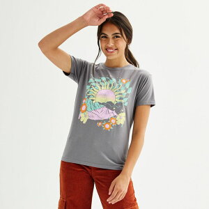 �A���u�����f�b�h ���f�B�[�X �g�b�v�X T�V���c �O���t�B�b�N Unbranded Juniors' Checkered Mountain Sunset Graphic Tee Charcoal �`���R�[��